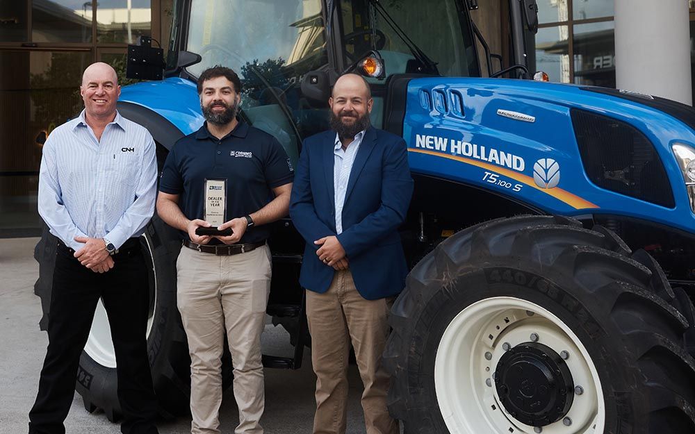 Horwood Bagshaw Dealer of the Year 2025 - Codemo Machinery. Jeremy Arcifa (Codemo) celebrated the prestigious award at the at the CNH Awards evening this week with Horwood Bagshaw representatives Mark Murnane and Andrew Kissel (CNH).